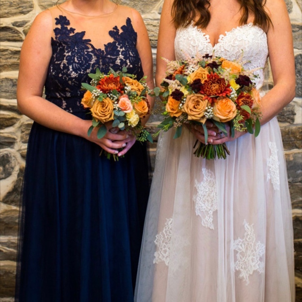 Jasmine Blue Sleeveless Illusion Neckline Gown - Picture 3 of 9